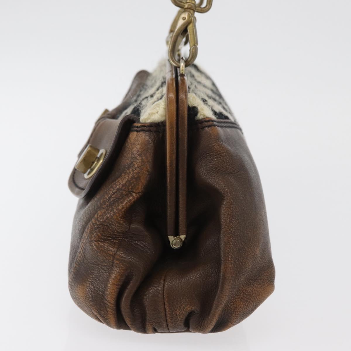 Miu Miu Hand Bag Leather Brown Silver Auth 179018V