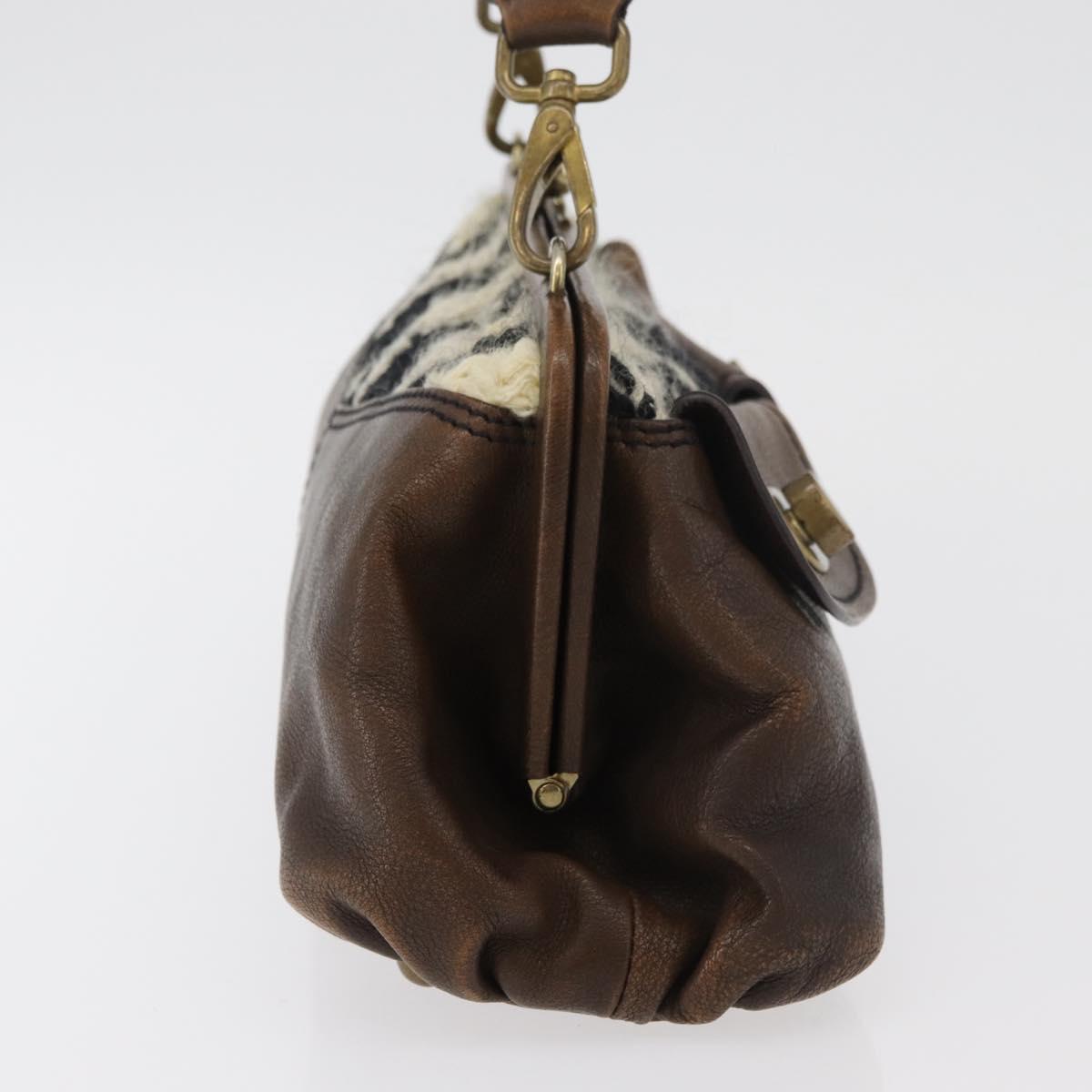 Miu Miu Hand Bag Leather Brown Silver Auth 179018V