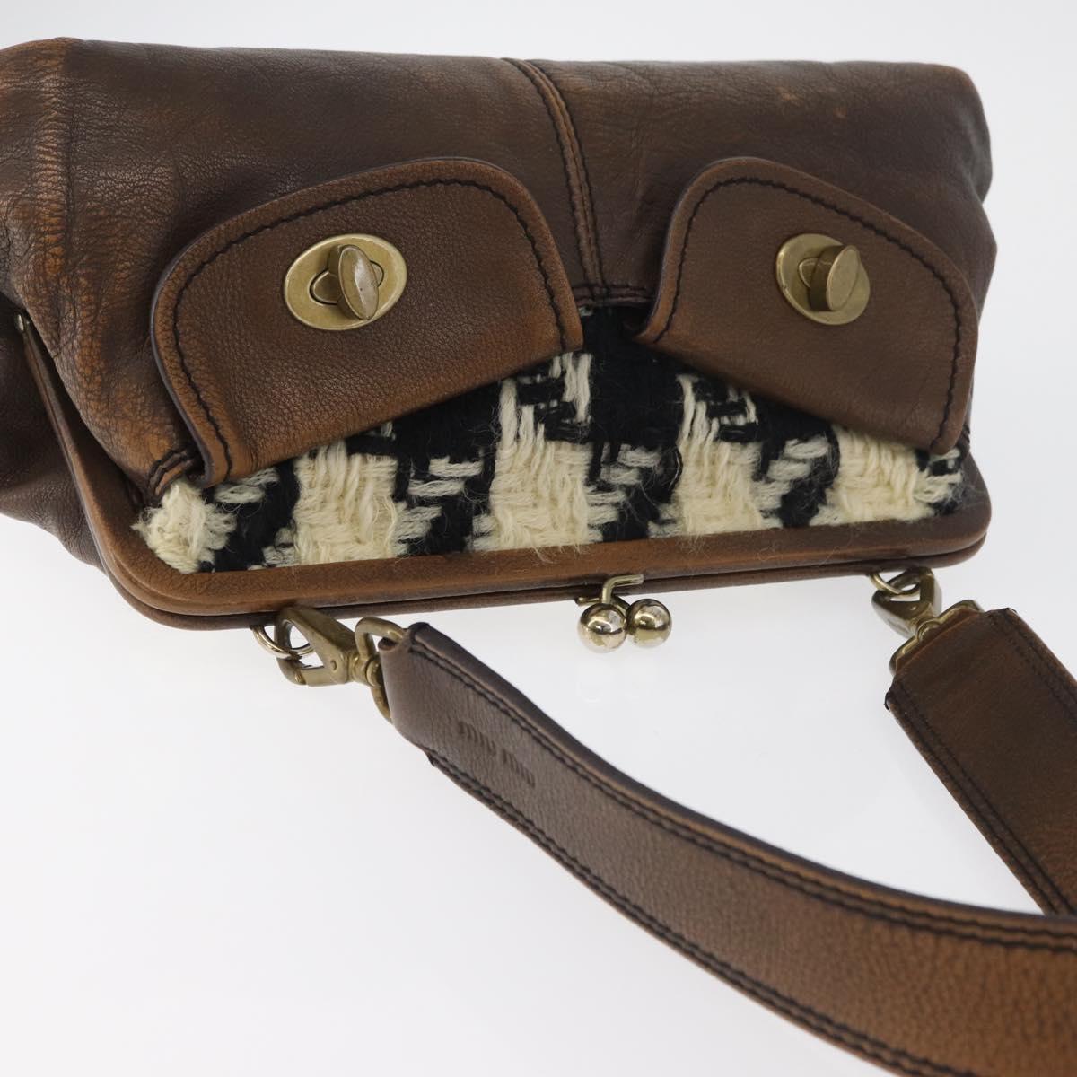 Miu Miu Hand Bag Leather Brown Silver Auth 179018V