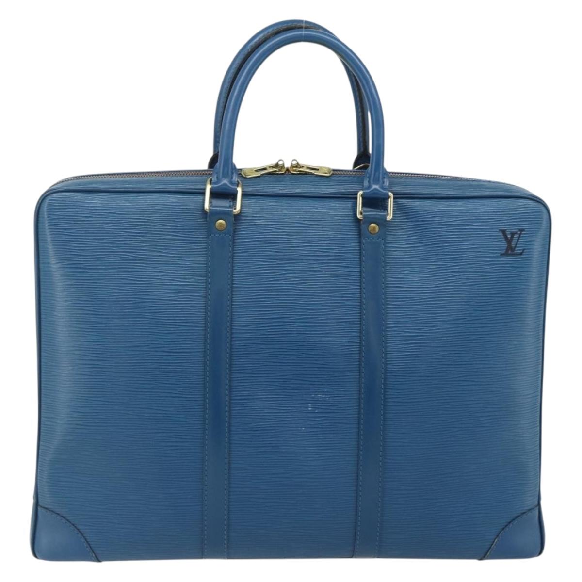 LOUIS VUITTON Epi Porte Documents Voyage Business Bag Blue M41144 LV Auth 179019