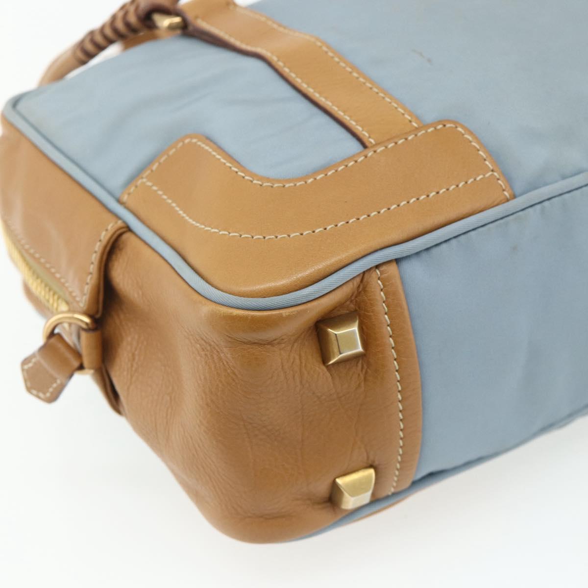 PRADA Shoulder Bag Nylon Light Blue Gold Auth 179021