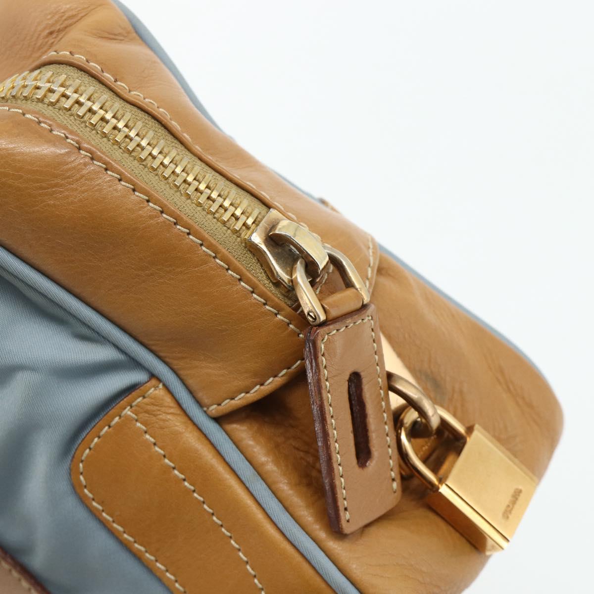 PRADA Shoulder Bag Nylon Light Blue Gold Auth 179021