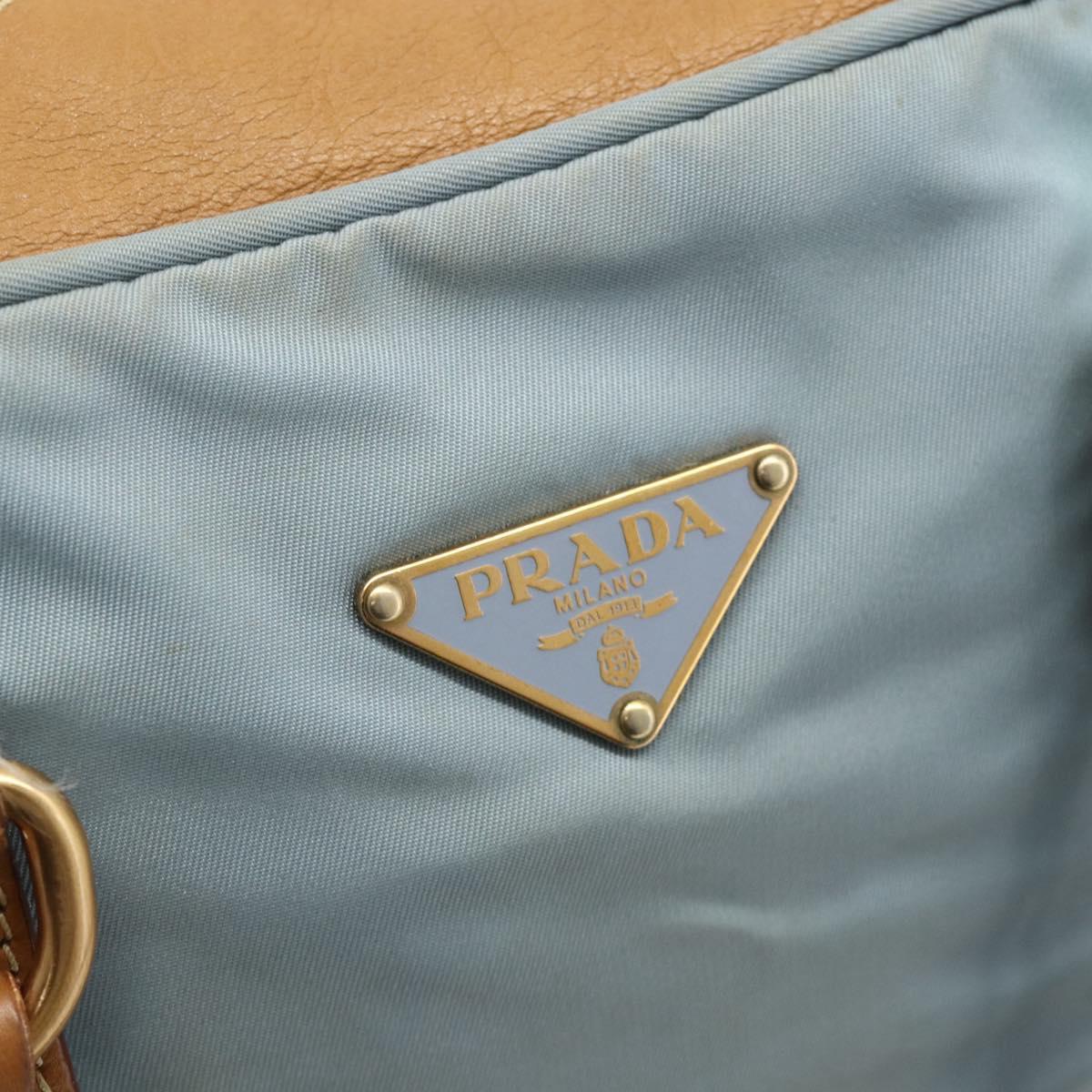 PRADA Shoulder Bag Nylon Light Blue Gold Auth 179021