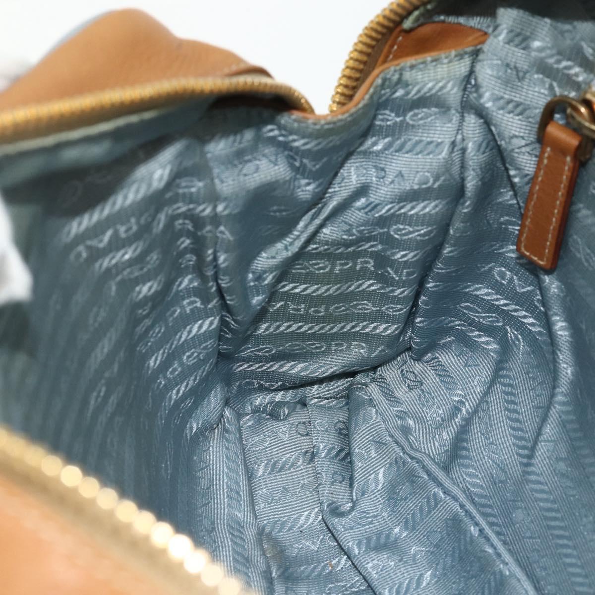 PRADA Shoulder Bag Nylon Light Blue Gold Auth 179021