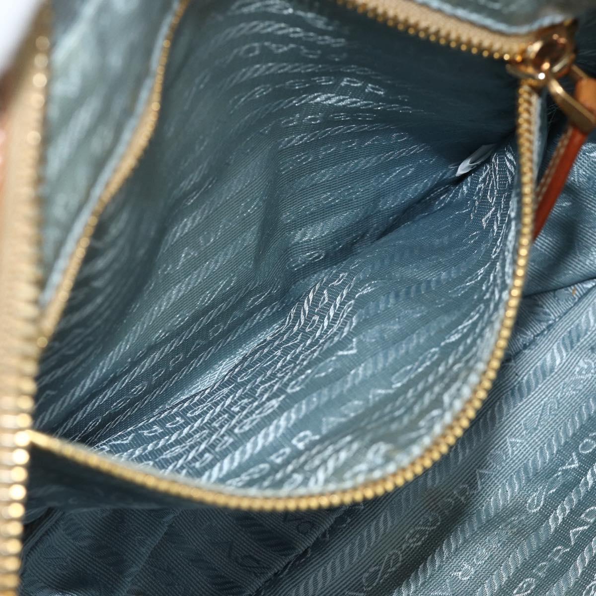 PRADA Shoulder Bag Nylon Light Blue Gold Auth 179021
