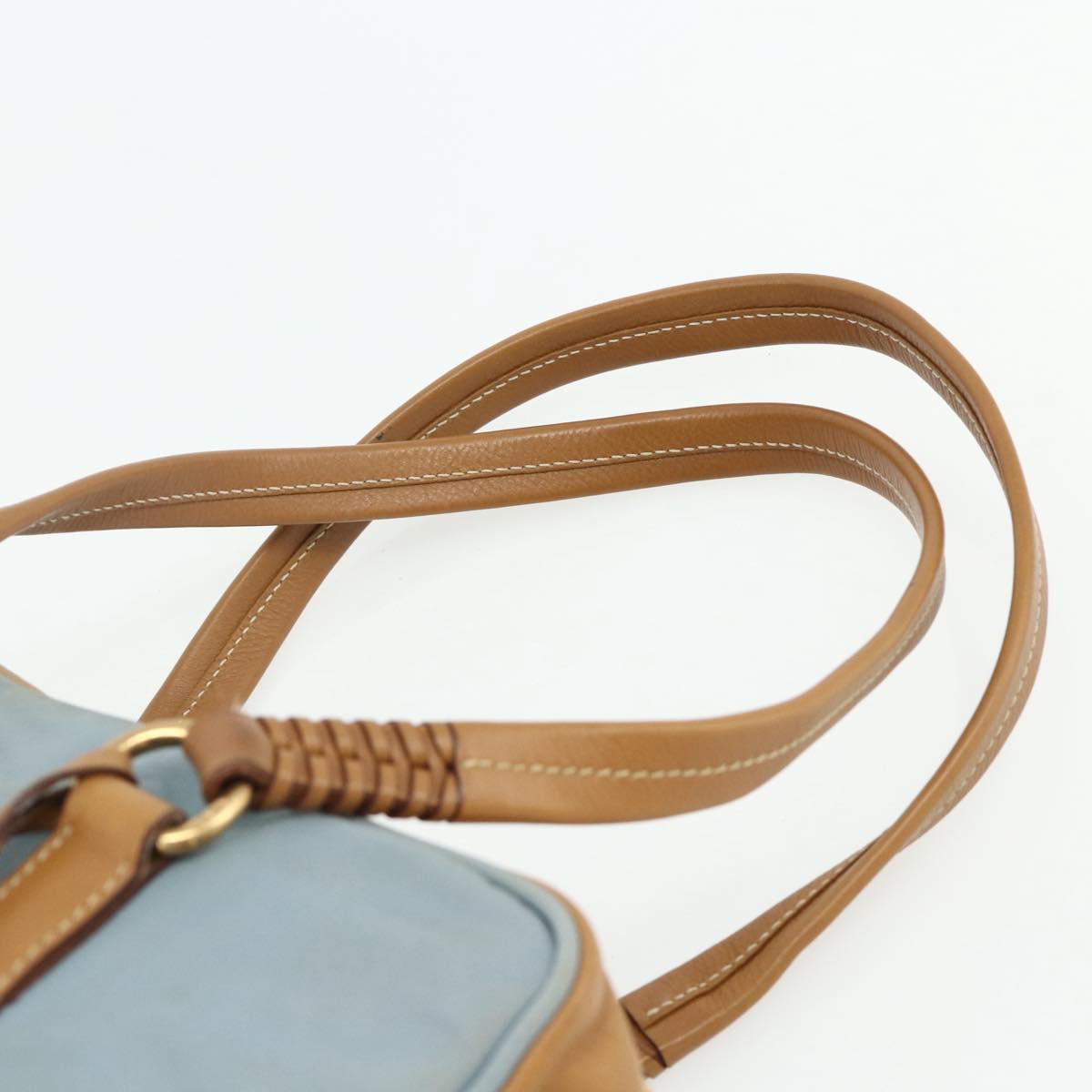 PRADA Shoulder Bag Nylon Light Blue Gold Auth 179021
