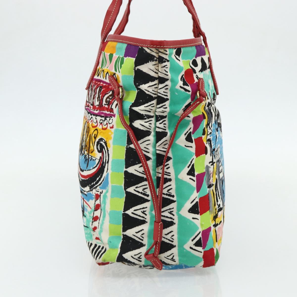 PRADA Tote Bag Nylon Multicolor Gold Auth 179027