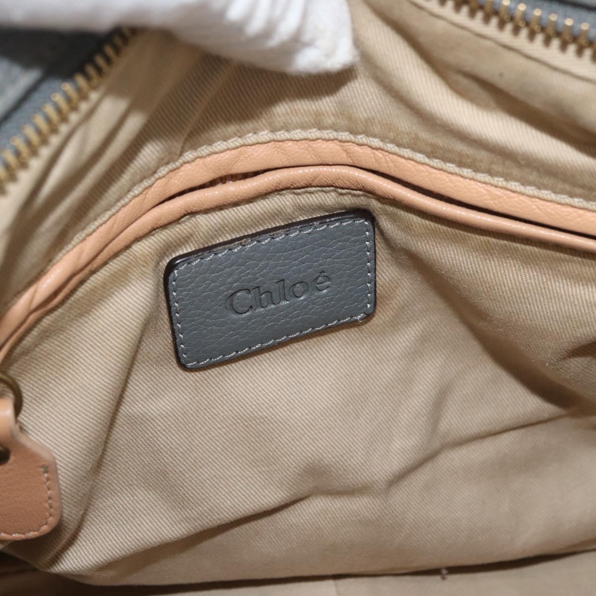 Chloe Paraty Hand Bag Leather 2way Gray Gold Auth 179031A
