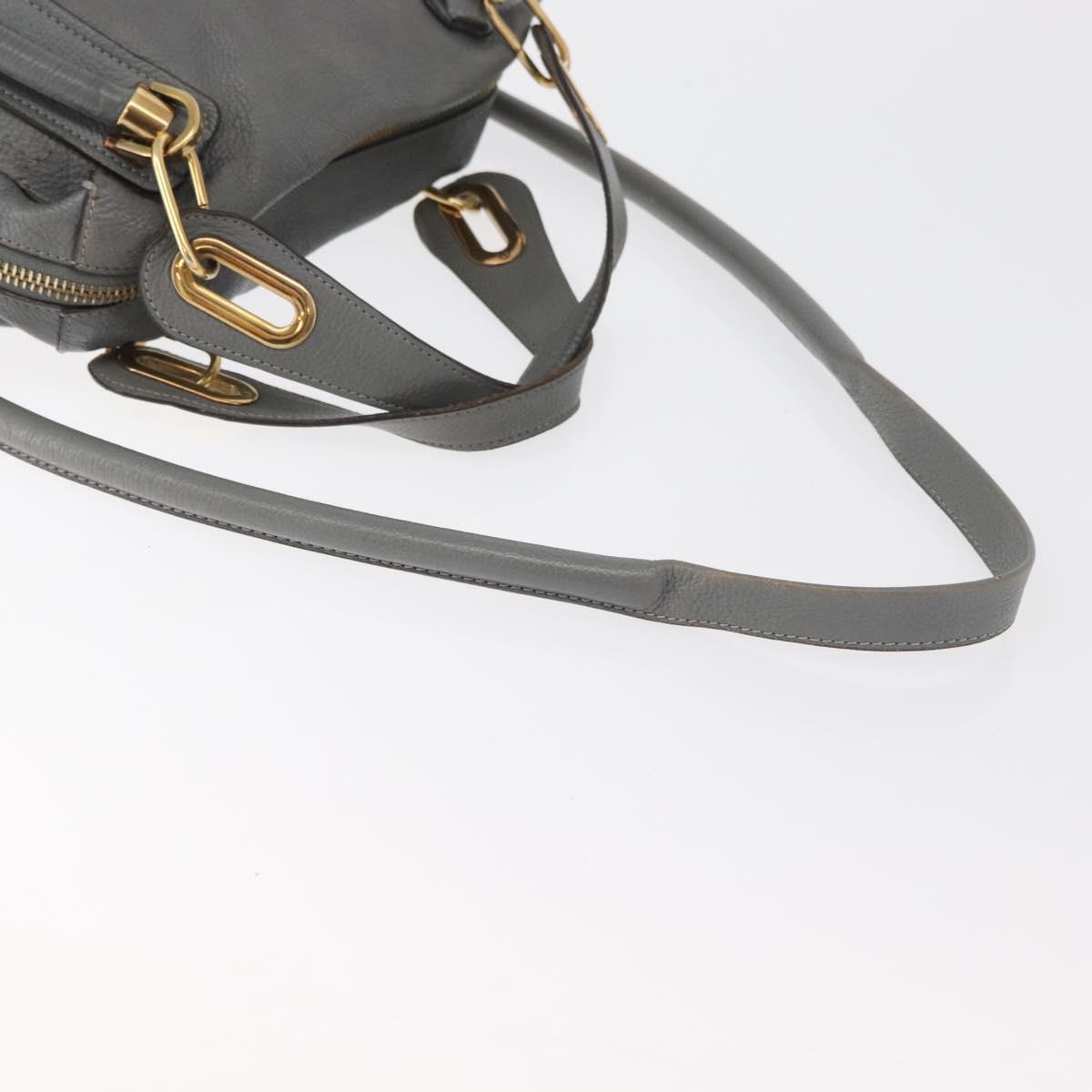 Chloe Paraty Hand Bag Leather 2way Gray Gold Auth 179031A