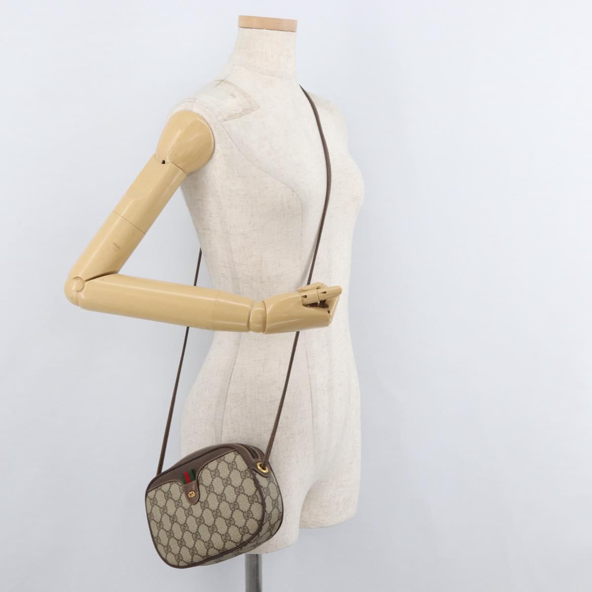GUCCI GG Supreme Web Sherry Line Bag PVC Outlet 007 754 6112 4030 Auth 179036