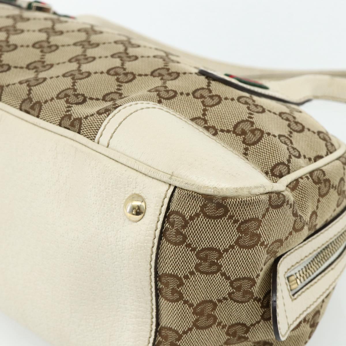 GUCCI GG Canvas Princey Web Sherry Line Bag Beige Gold 161720 Auth 179038A