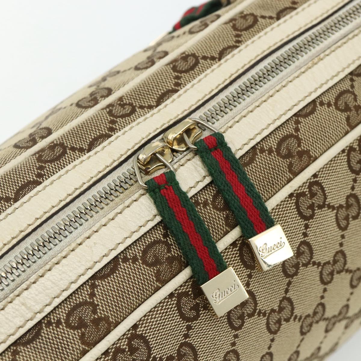 GUCCI GG Canvas Princey Web Sherry Line Bag Beige Gold 161720 Auth 179038A