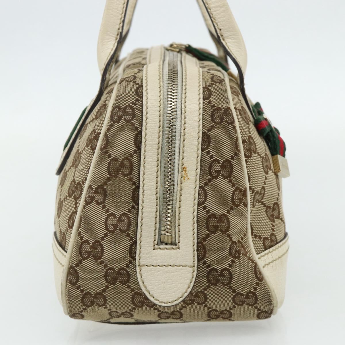 GUCCI GG Canvas Princey Web Sherry Line Bag Beige Gold 161720 Auth 179038A