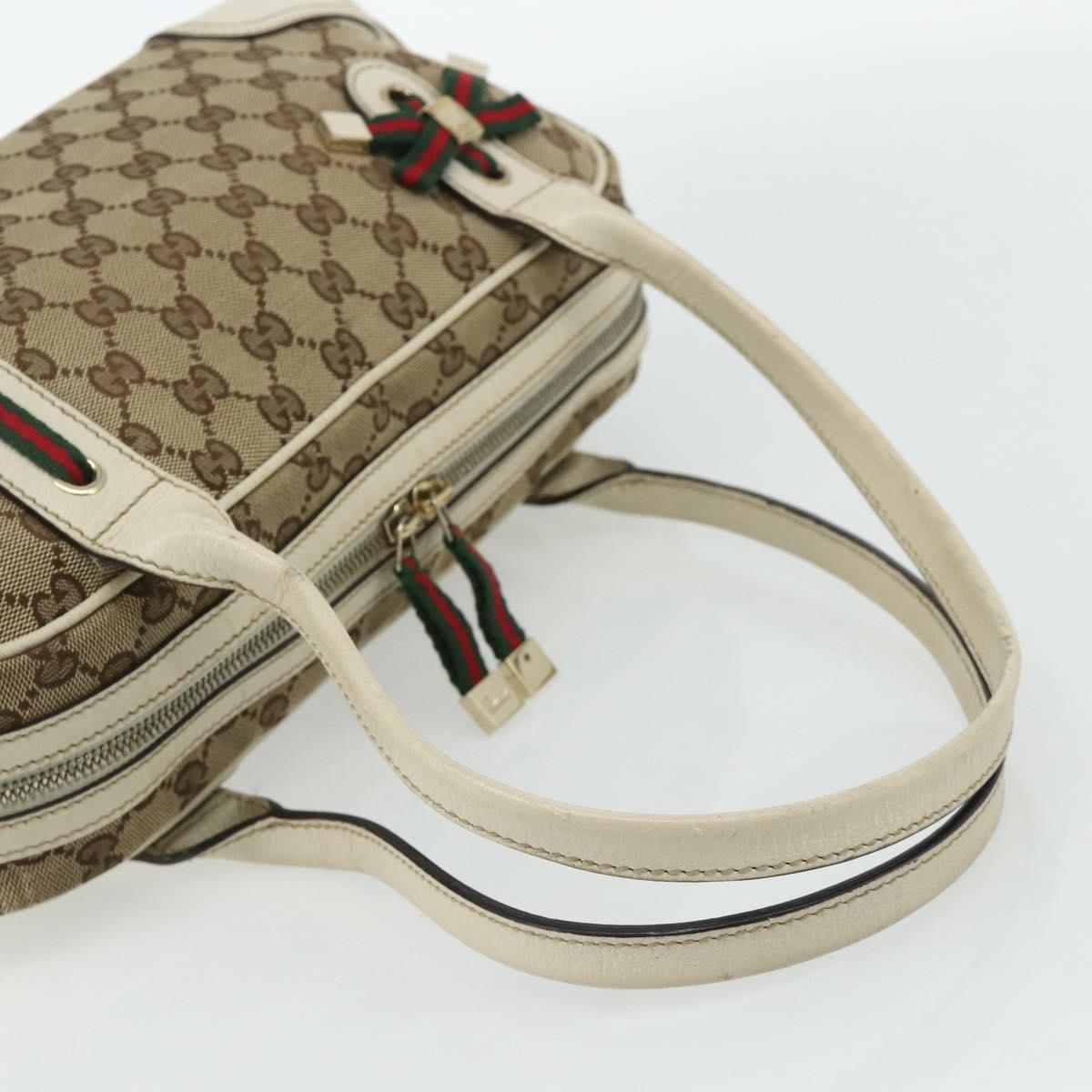 GUCCI GG Canvas Princey Web Sherry Line Bag Beige Gold 161720 Auth 179038A