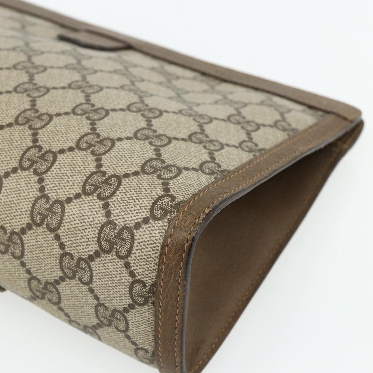GUCCI GG Supreme Web Sherry Line Clutch Bag PVC Beige Gold 89 01 033 Auth 179040