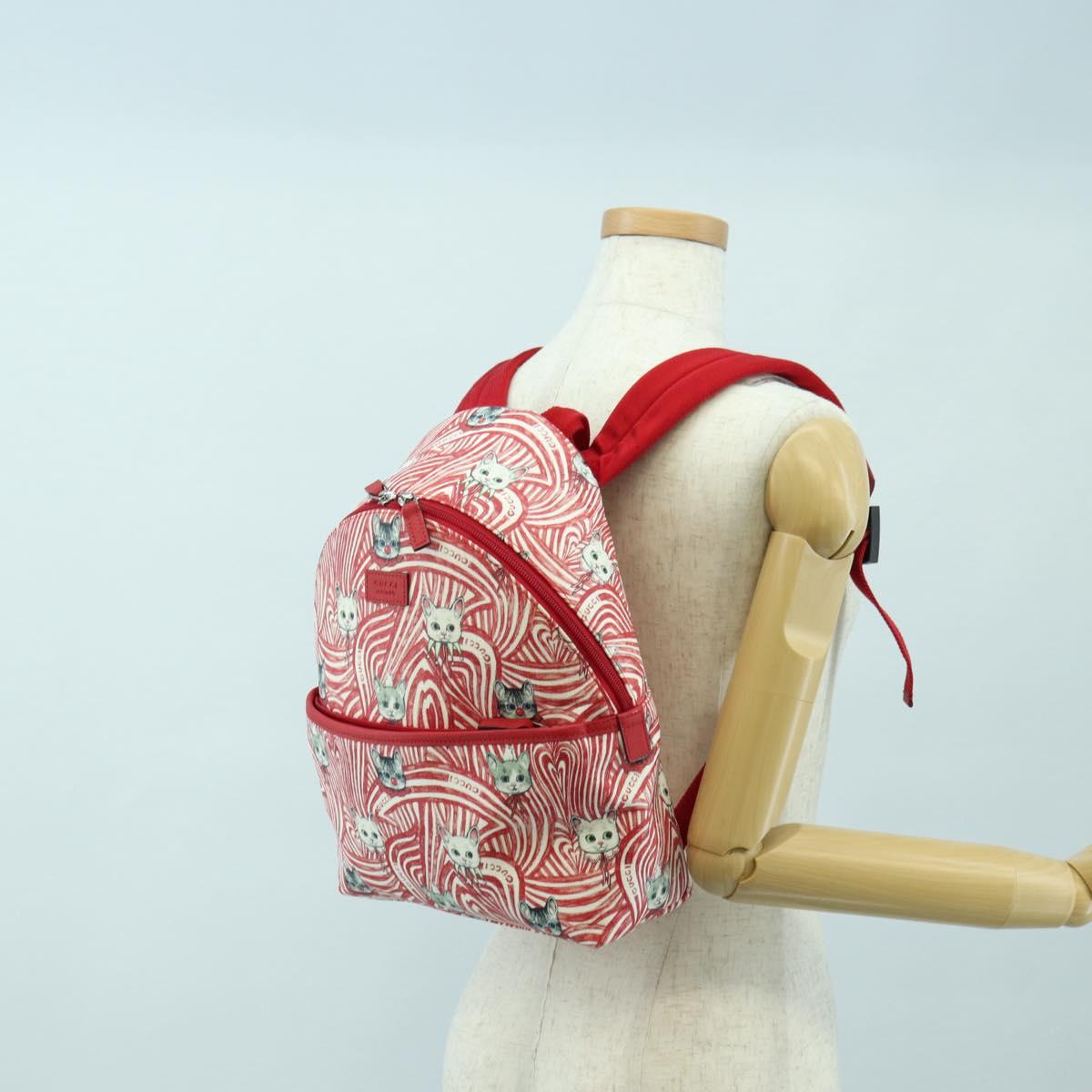 GUCCI Children's Higuchi Yuko Backpack PVC Silver Red 271327 Auth 179050SAM
