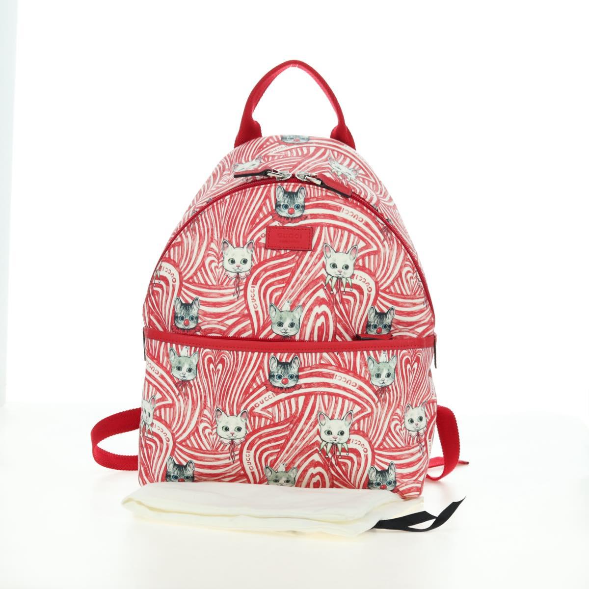 GUCCI Children's Higuchi Yuko Backpack PVC Silver Red 271327 Auth 179050SAM