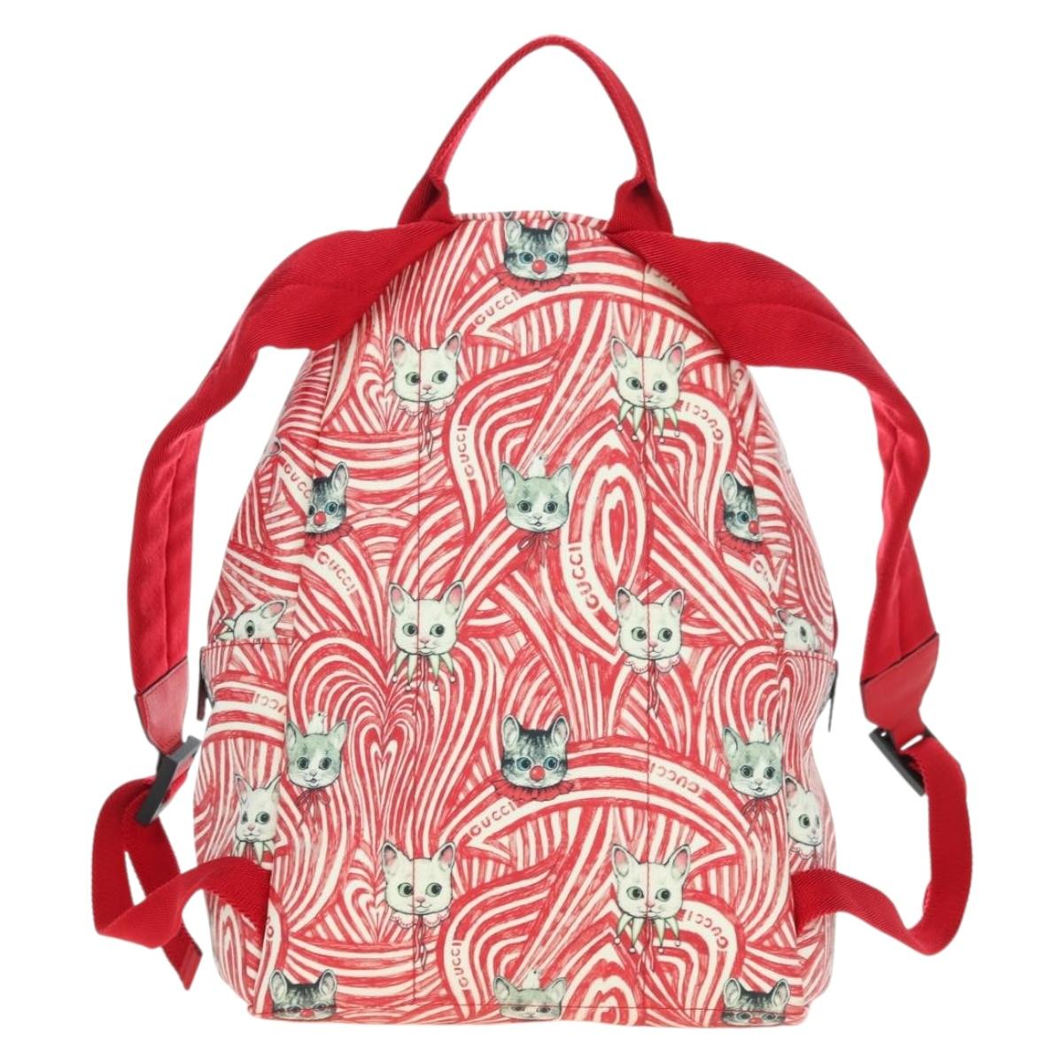 GUCCI Children's Higuchi Yuko Backpack PVC Silver Red 271327 Auth 179050SAM