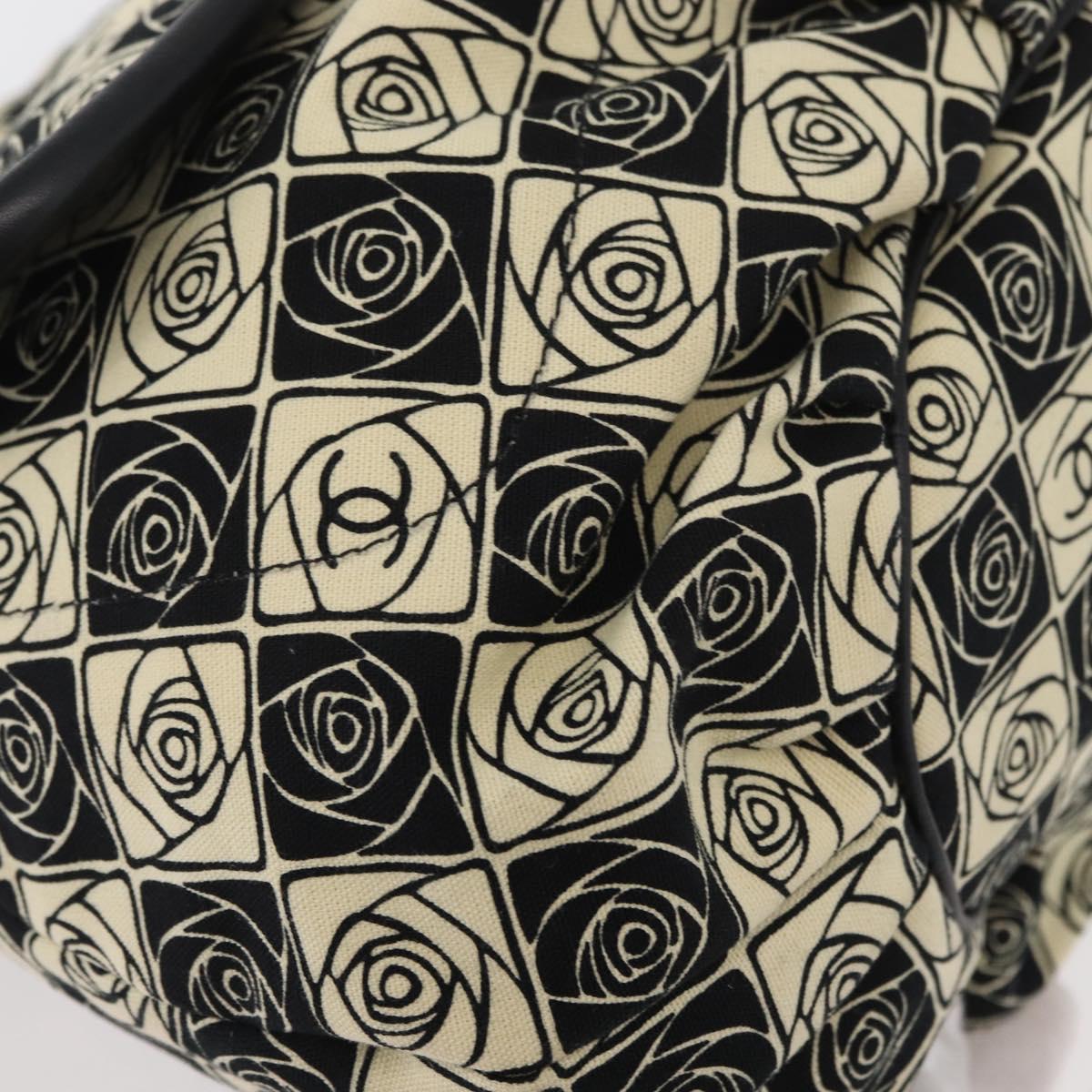 CHANEL Camelia Tote Bag Canvas Black Silver CC Auth 179051SAV