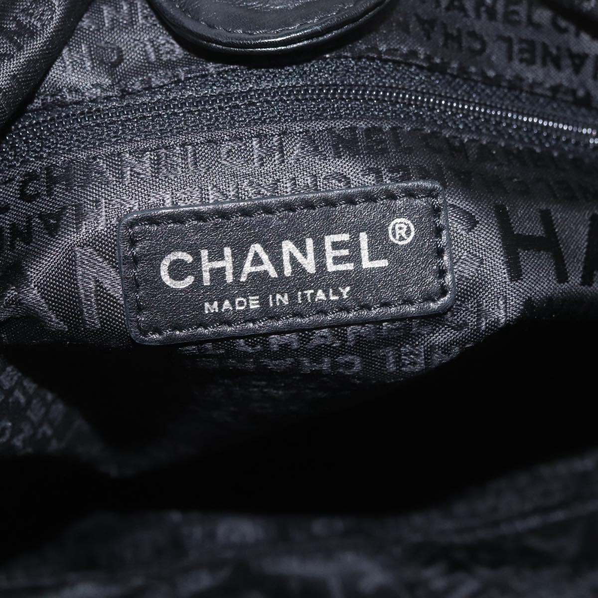 CHANEL Camelia Tote Bag Canvas Black Silver CC Auth 179051SAV