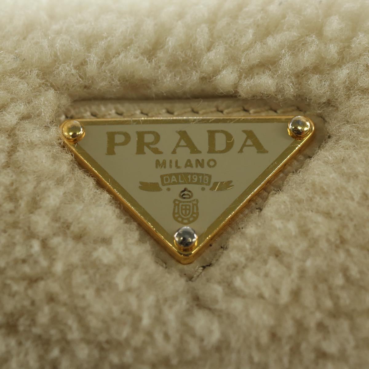 PRADA Chain Shoulder Bag Nylon 3way Beige Gold Auth 179052V