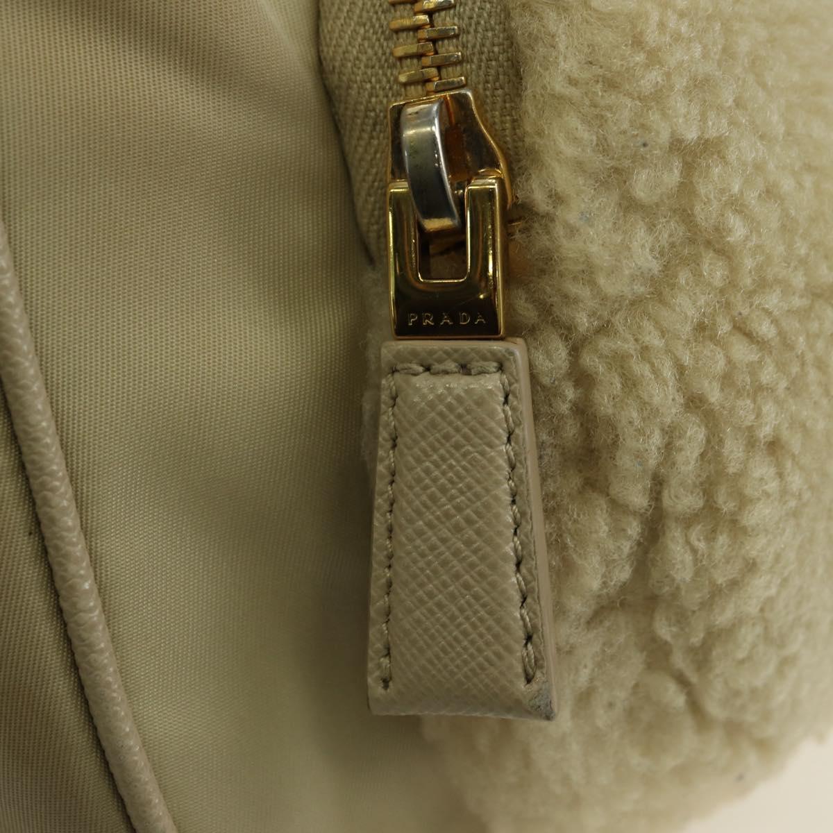 PRADA Chain Shoulder Bag Nylon 3way Beige Gold Auth 179052V