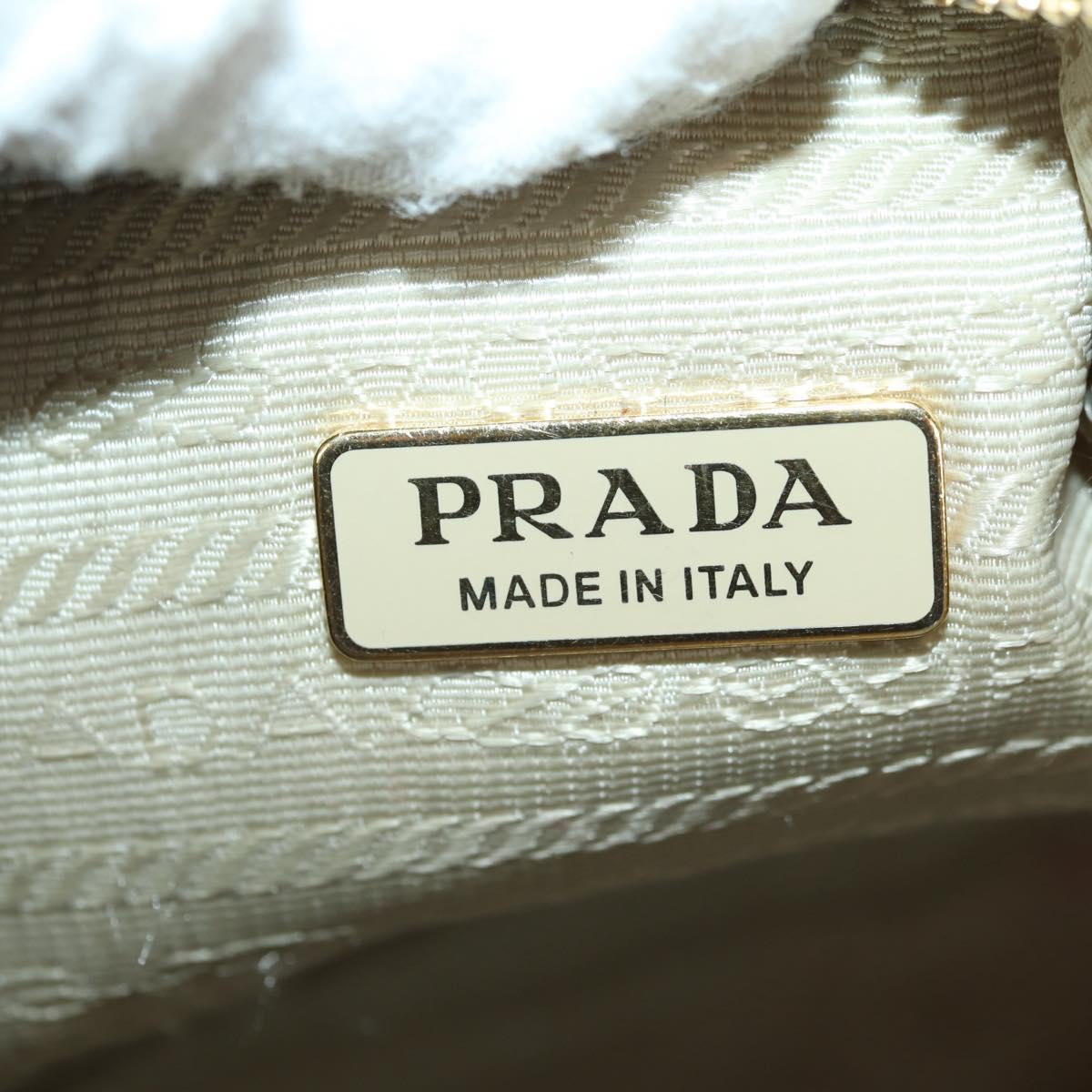 PRADA Chain Shoulder Bag Nylon 3way Beige Gold Auth 179052V