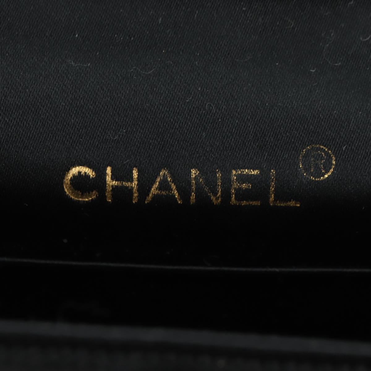 CHANEL Half Moon Chain Shoulder Bag Satin Black Gold CC Auth 179055SAV