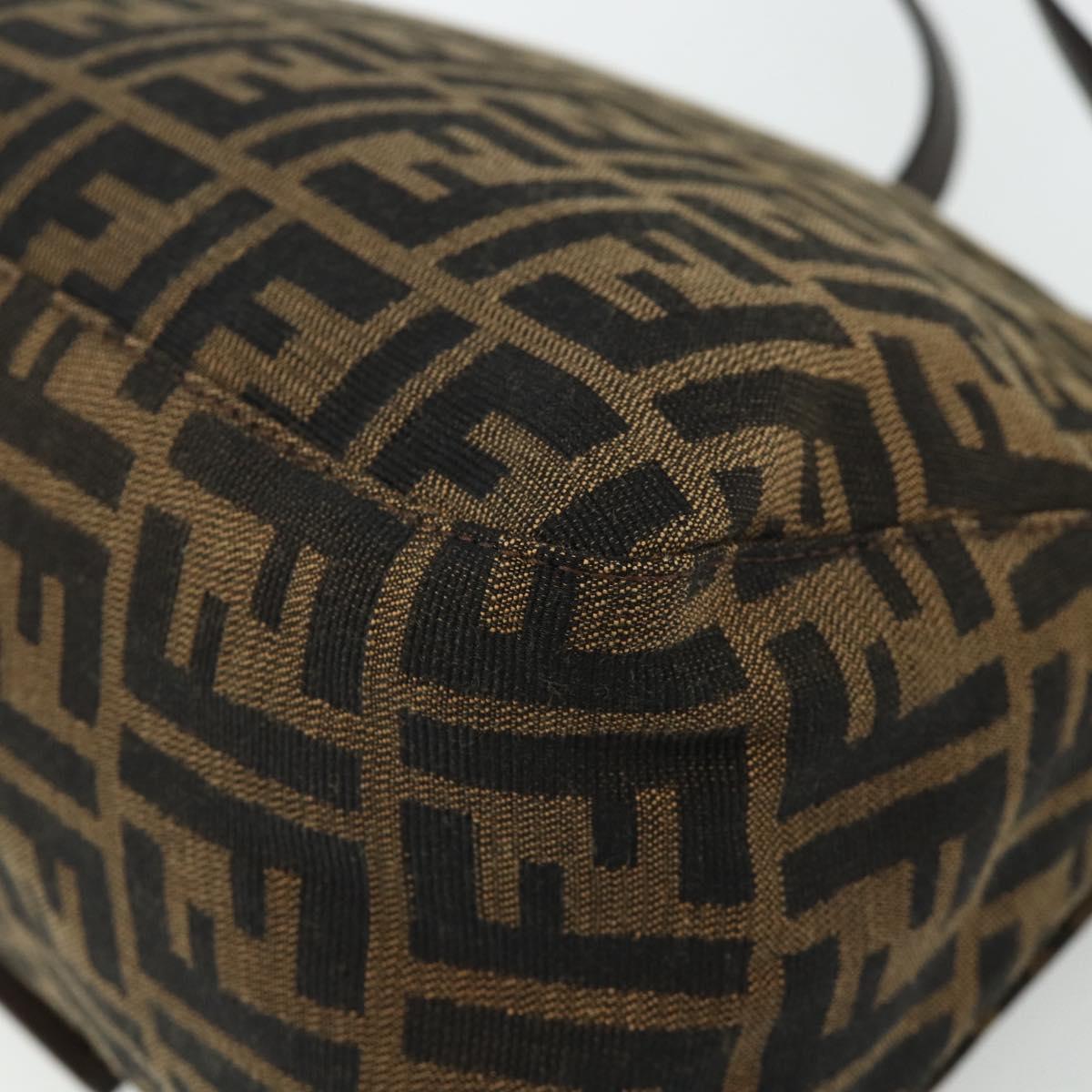 FENDI Zucca Canvas Mamma Baguette Shoulder Bag Black Brown Auth 179060V