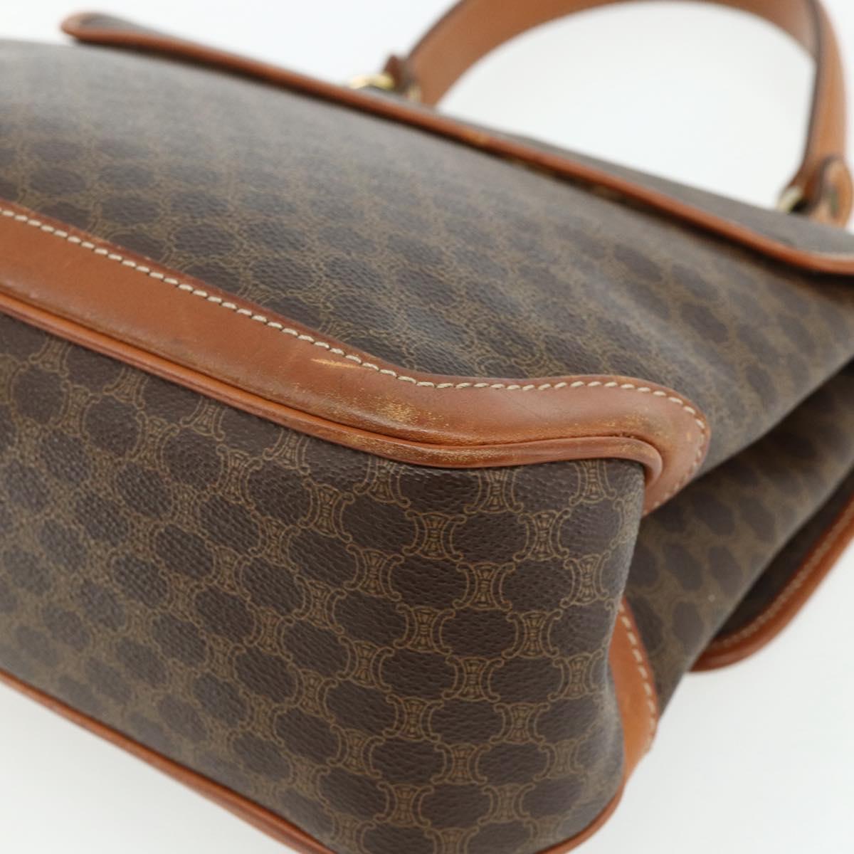 CELINE Macadam Canvas Hand Bag PVC Leather Gold Brown Auth 179062