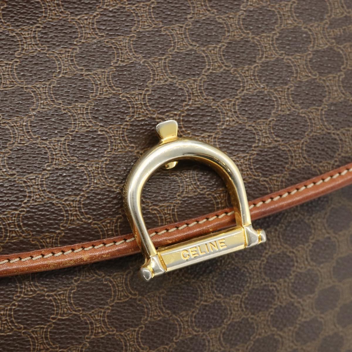 CELINE Macadam Canvas Hand Bag PVC Leather Gold Brown Auth 179062
