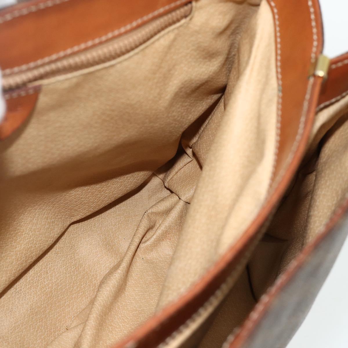 CELINE Macadam Canvas Hand Bag PVC Leather Gold Brown Auth 179062