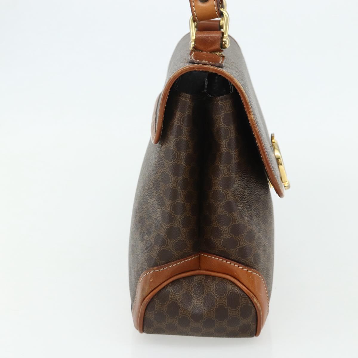 CELINE Macadam Canvas Hand Bag PVC Leather Gold Brown Auth 179062