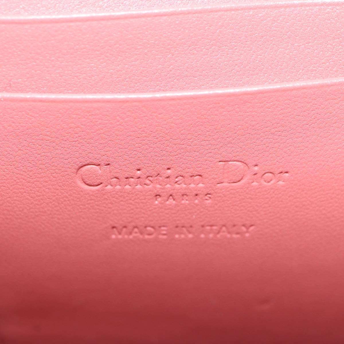 Christian Dior Cannage Chain Phone Pouch Bag Lamb Skin Pink Gold Auth 179066M