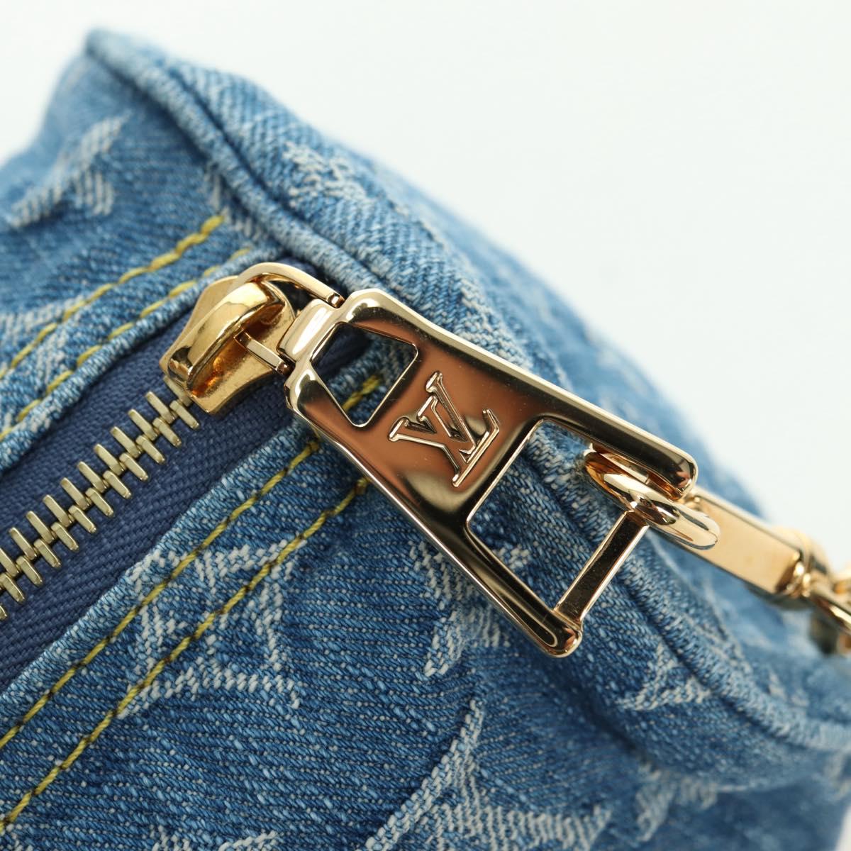 LOUIS VUITTON Monogram Denim Papillon MM Hand Bag Blue M46830 LV Auth 179081SM