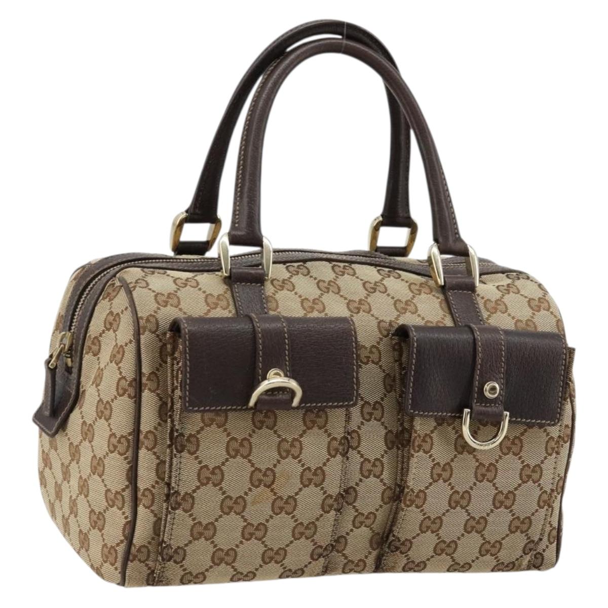 GUCCI GG Canvas Abbey Hand Bag Beige Gold 153026 Auth 179083