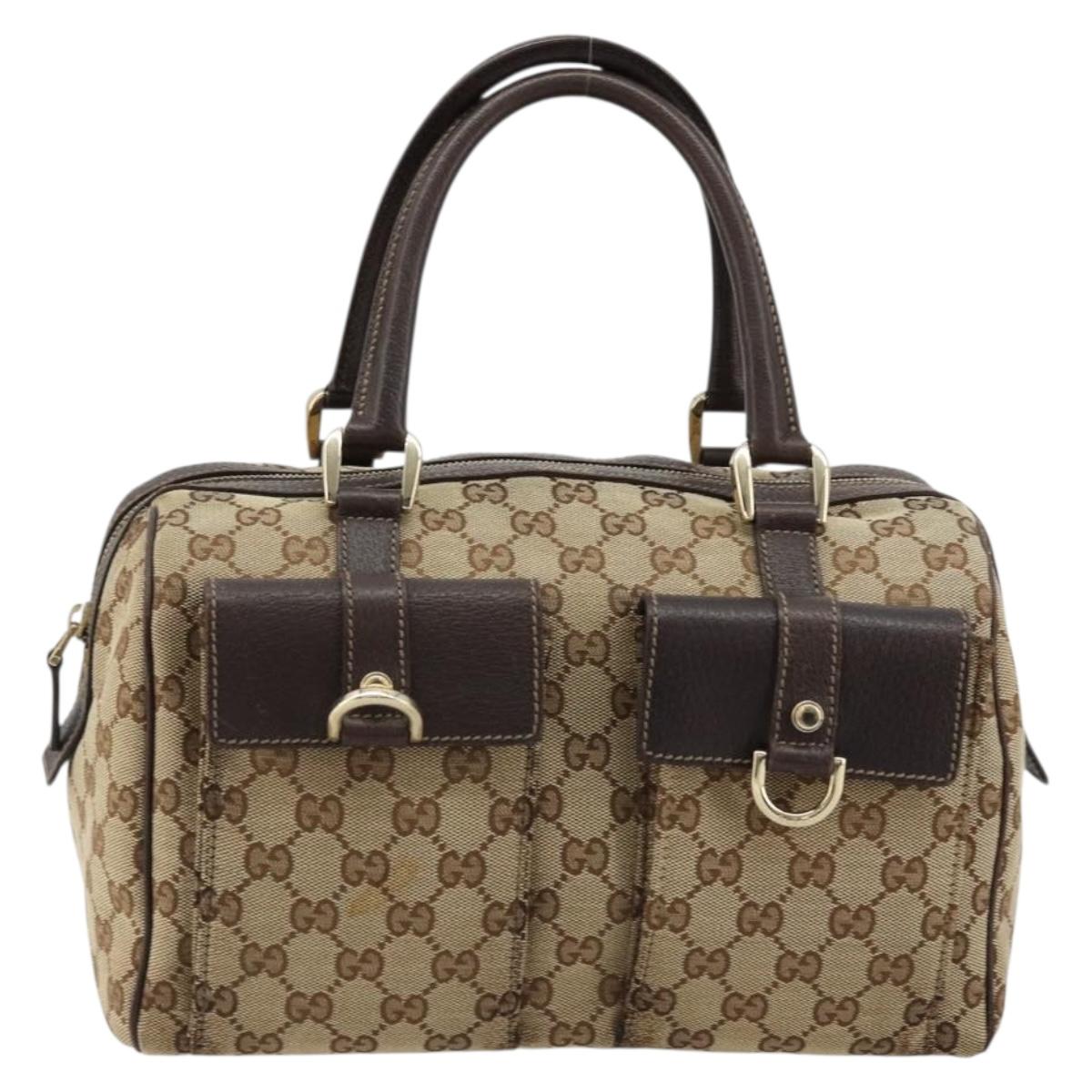 GUCCI GG Canvas Abbey Hand Bag Beige Gold 153026 Auth 179083