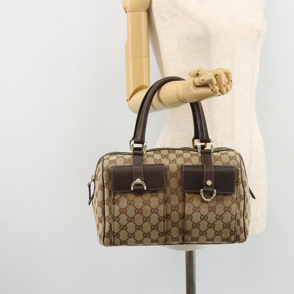 GUCCI GG Canvas Abbey Hand Bag Beige Gold 153026 Auth 179083