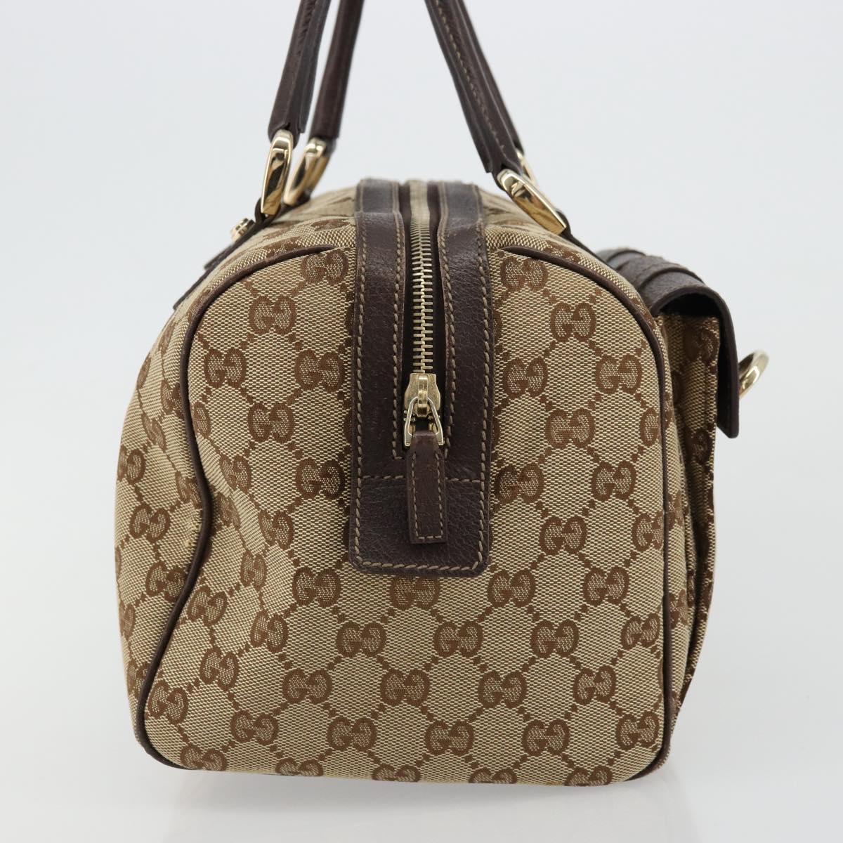 GUCCI GG Canvas Abbey Hand Bag Beige Gold 153026 Auth 179083