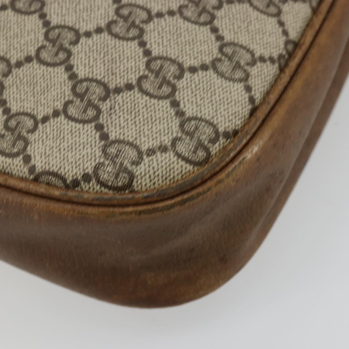 GUCCI GG Supreme Web Sherry Line Shoulder Bag PVC Beige Gold Red Auth 179084