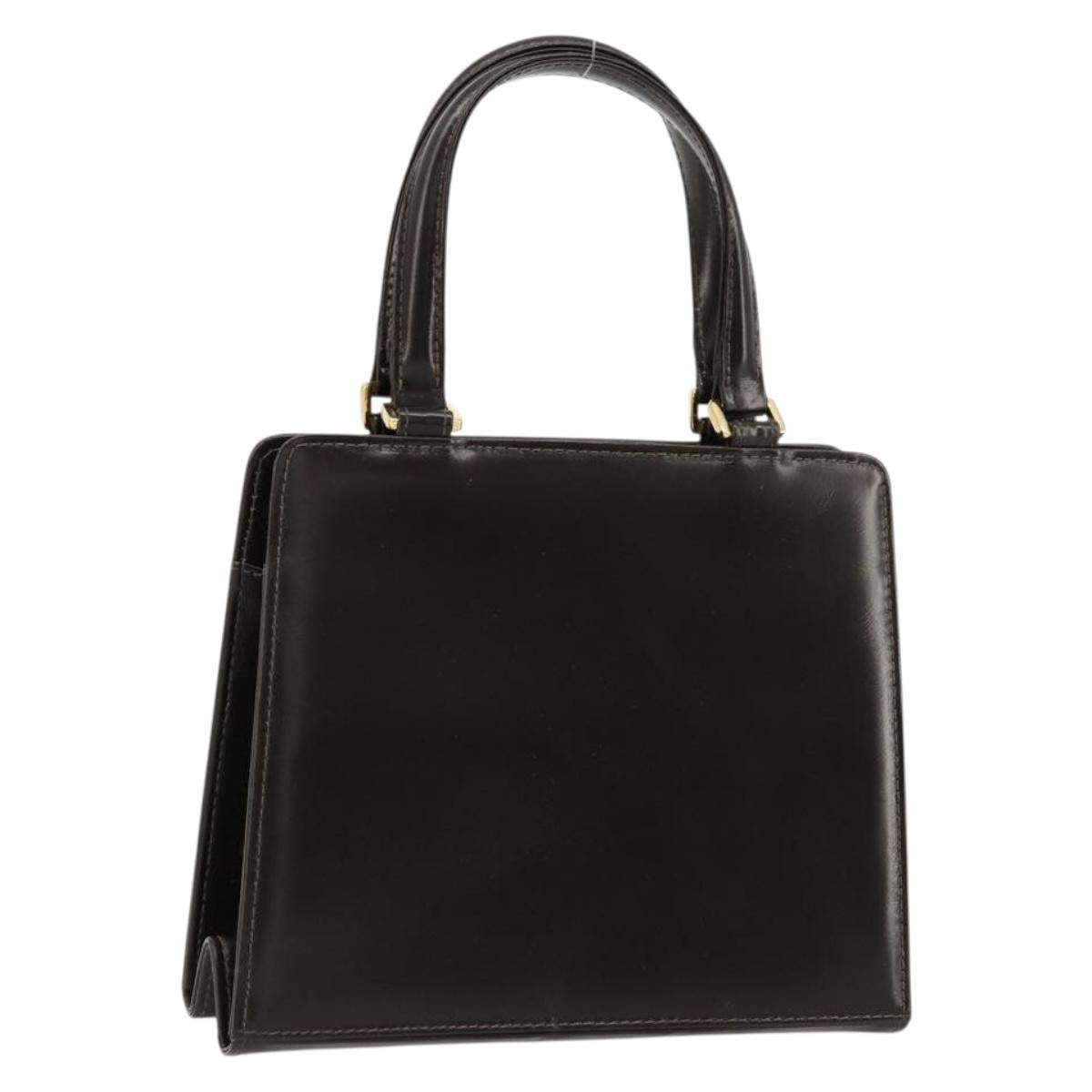 FENDI Hand Bag Leather Black Gold Auth 179086A