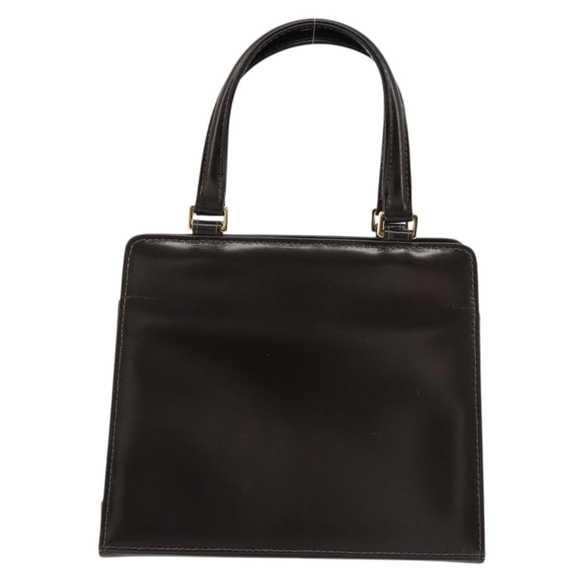 FENDI Hand Bag Leather Black Gold Auth 179086A