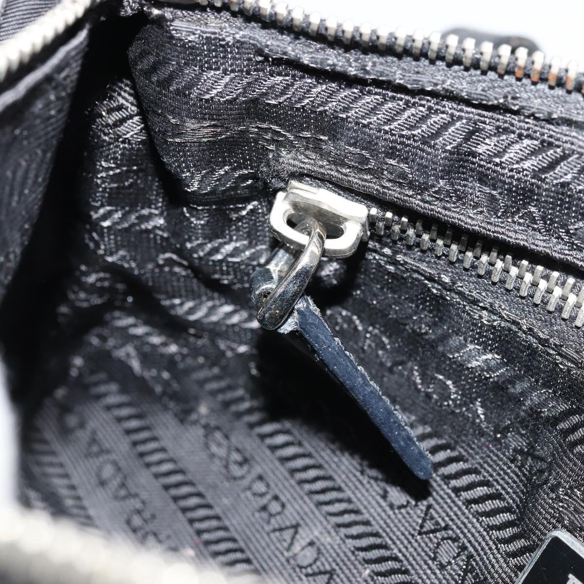 PRADA Shoulder Bag Nylon Black Silver Auth 179091A