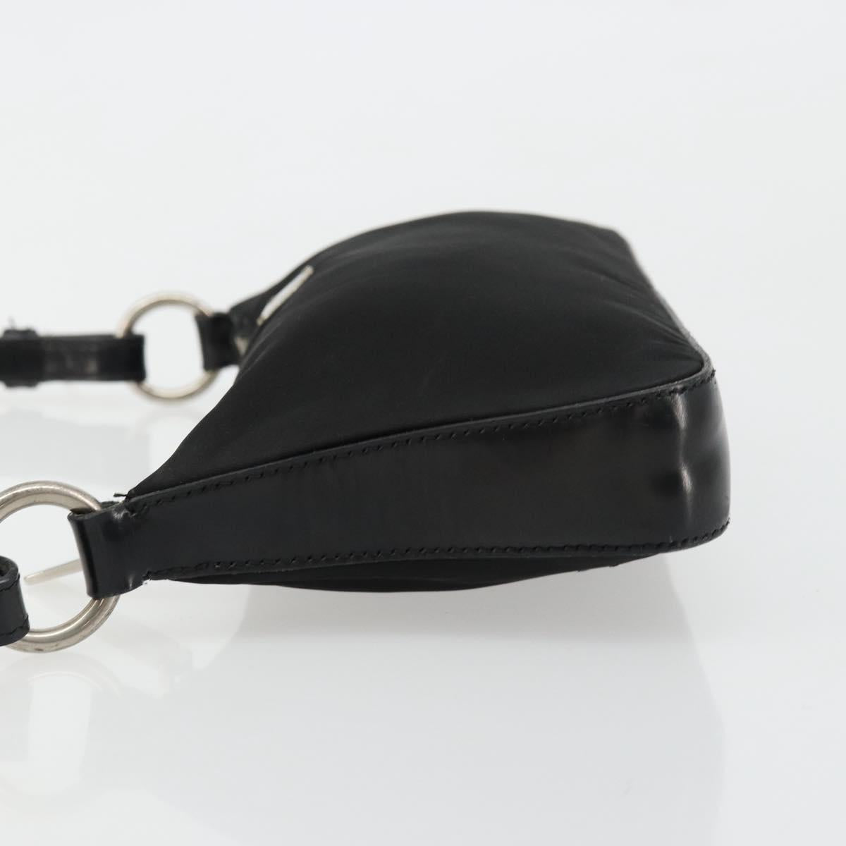 PRADA Shoulder Bag Nylon Black Silver Auth 179091A