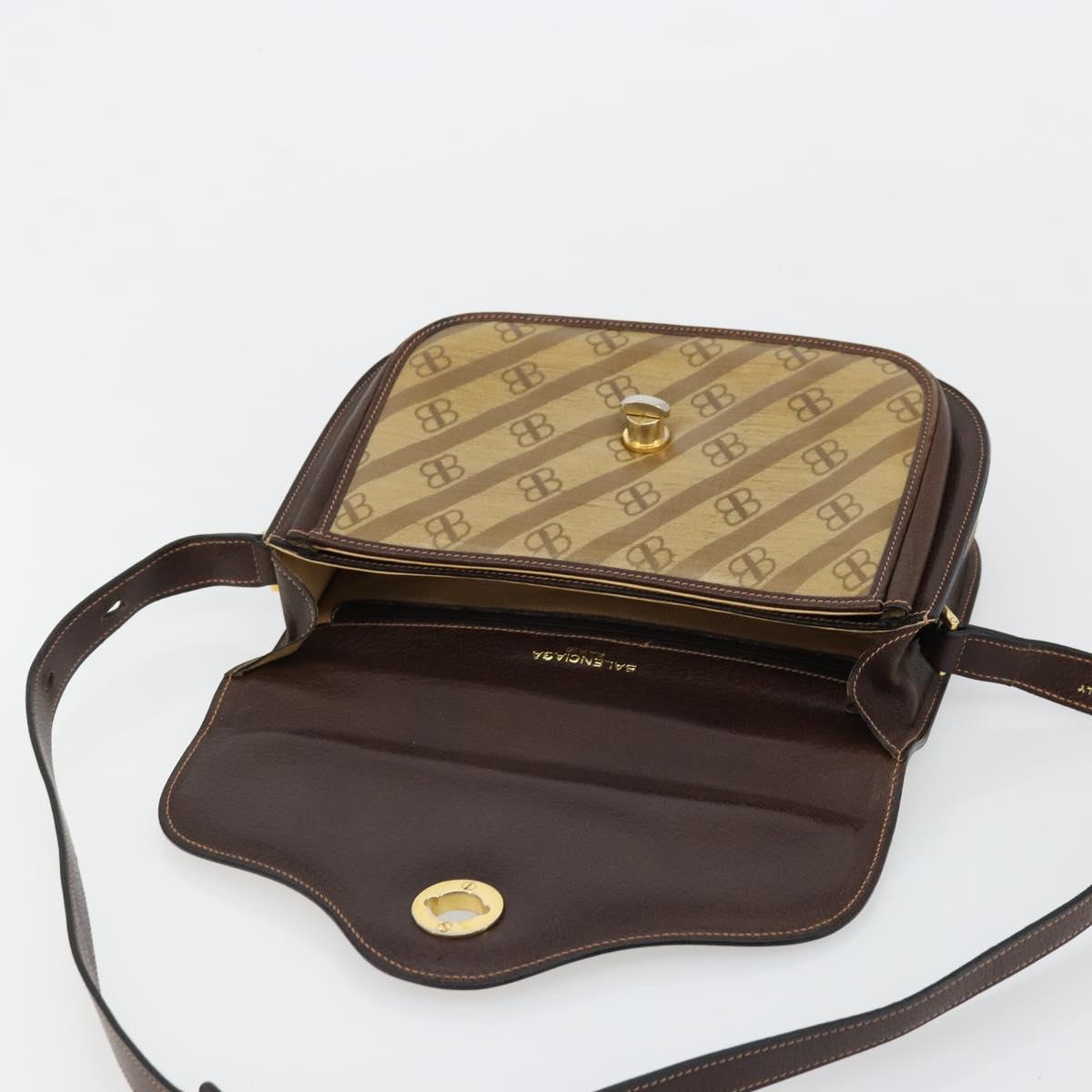 BALENCIAGA Shoulder Bag Coated Canvas Gold Beige Auth 179093A
