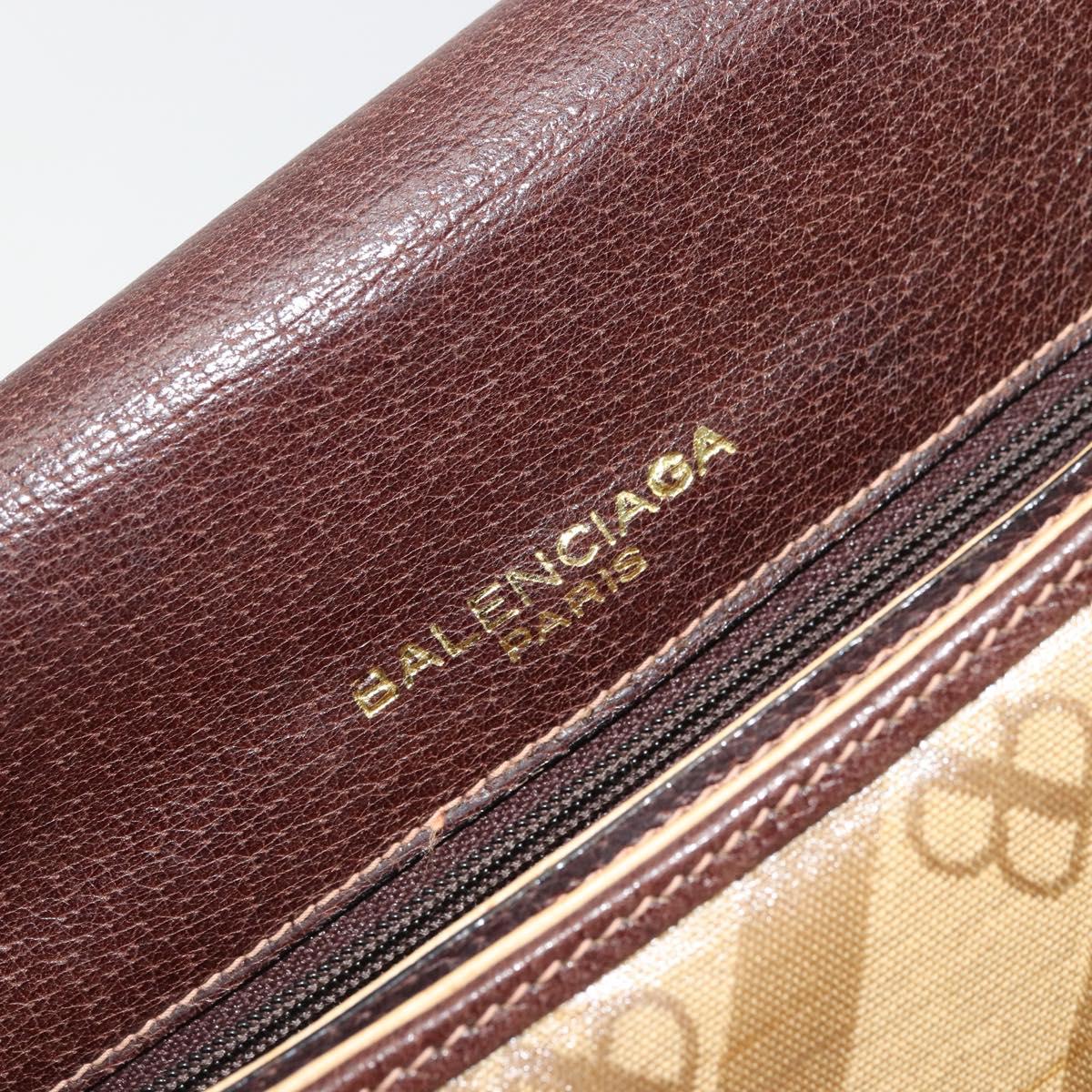 BALENCIAGA Shoulder Bag Coated Canvas Gold Beige Auth 179093A