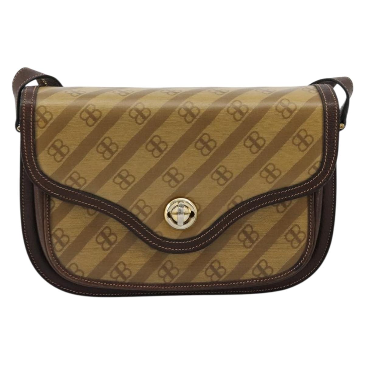 BALENCIAGA Shoulder Bag Coated Canvas Gold Beige Auth 179093A