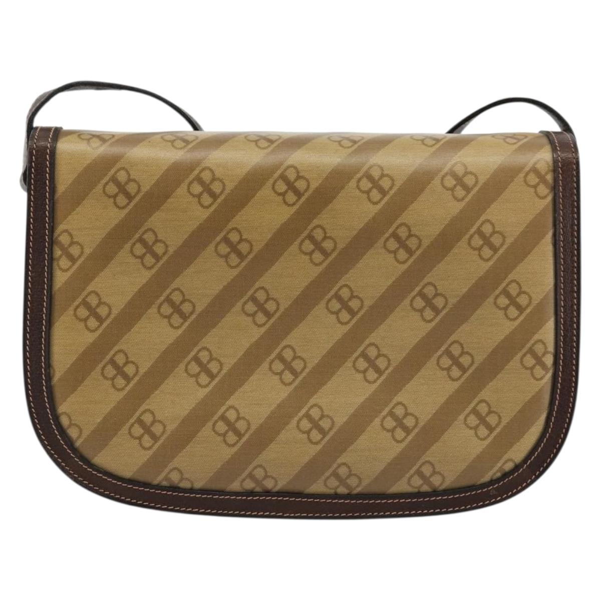 BALENCIAGA Shoulder Bag Coated Canvas Gold Beige Auth 179093A