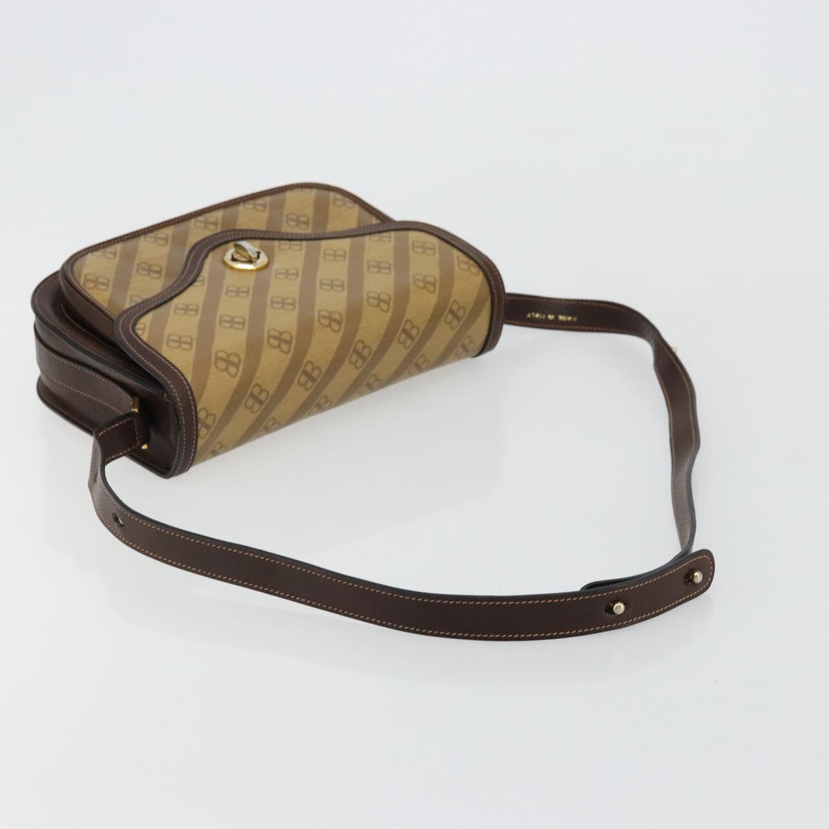 BALENCIAGA Shoulder Bag Coated Canvas Gold Beige Auth 179093A