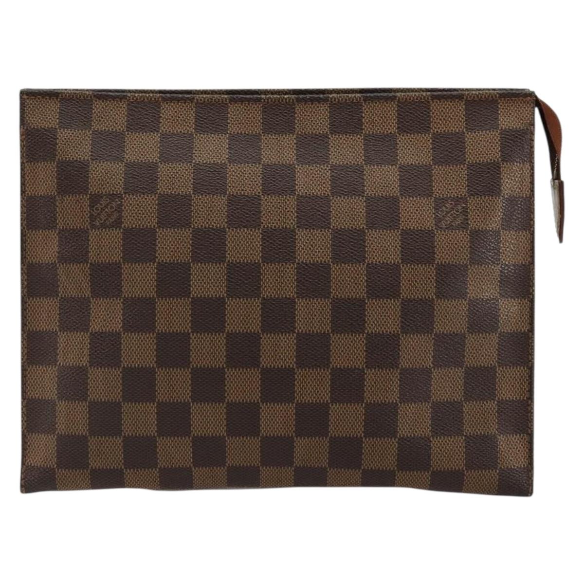 LOUIS VUITTON Damier Ebene Poche Toilette 26 Pouch N47543 LV Auth 179094